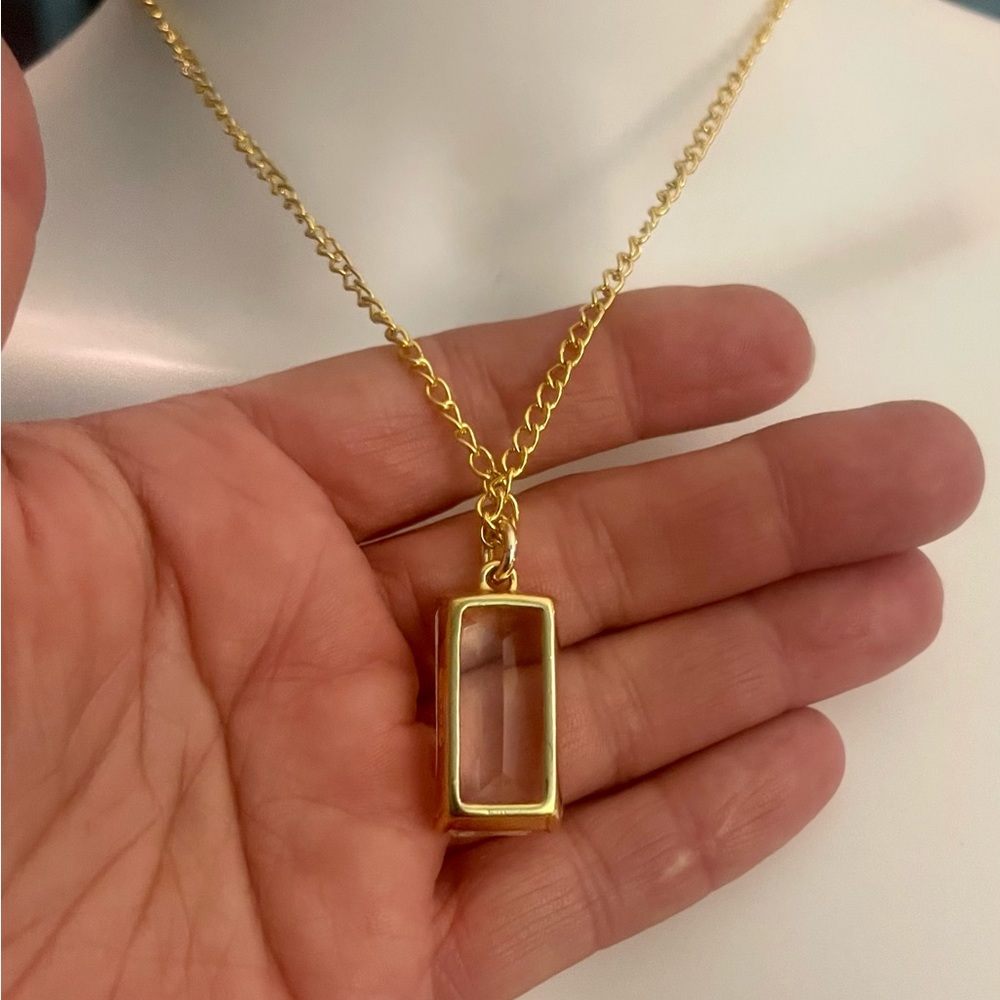 Coach Large Clear Rectangular Zirconia Pendant 18… - image 5